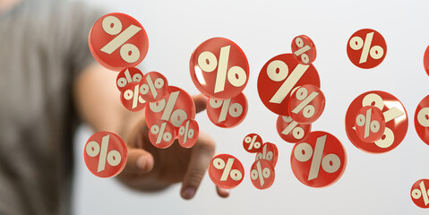 sale digital percent in hand.