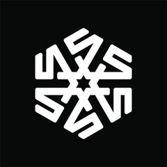 Initial letter S logo template with geometric hexagram line art illustration in flat design monogram symbol