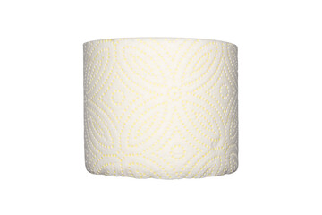 A roll of toilet paper with a pattern on a white background.Photos of toilet paper rolls are isolated.