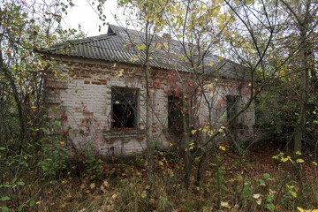 Fototapeta na wymiar Abandoned village in Chernobyl zone