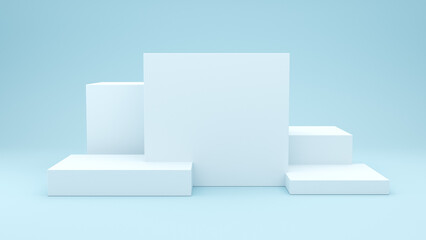Abstraction illustration. Many cubic stands on a blue background. 3d render illustration.