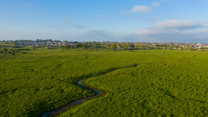 Brightlingsea fields at sunset, Essex, England, UK