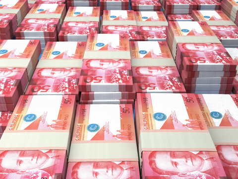 Philippine money. Philippine peso banknotes. 50 PHP pesos bills.