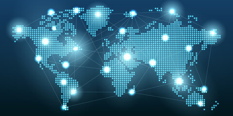 Obraz premium world map with global communication network concept