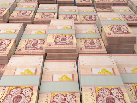 Malaysian money. Malaysian ringgit banknotes. 10 MYR ringgits bills.