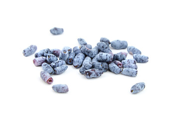 Honeyberry (Lonicera caerulea) sweet berries isolated on white background