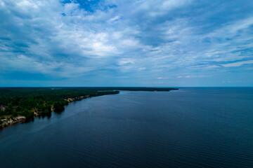 Fototapeta na wymiar Aerial view of the coast of the Kiev sea