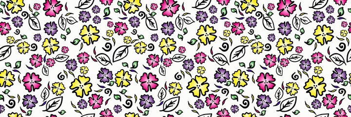 Simple cute small pattern in flowers. Floral pattern. Floral seamless background. Blooming botanical motifs scattered random. Trendy vector texture.