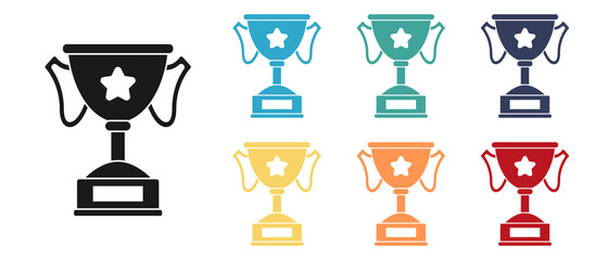 Winner trophy icons set. Web design. Isolated illustration on a white background.