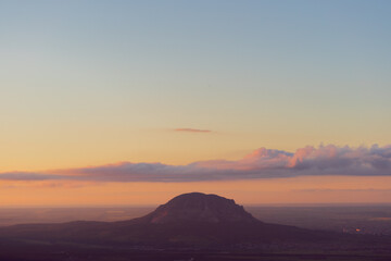 Mountain Landscape. Panoramic View Of Mountains Against Sky During Sunset