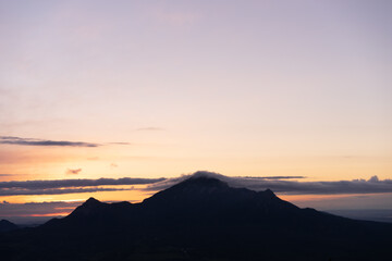 Mountain Landscape. Panoramic View Of Mountains Against Sky During Sunset