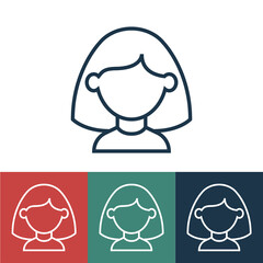 Linear vector icon with girl