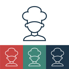 Linear vector icon with male cook