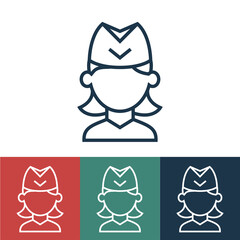 Linear vector icon with stewardess