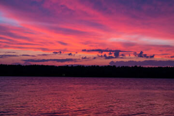 lake at dusk period with beautiful sky