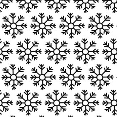 snowflake doodle seamless pattern, vector color line illustration