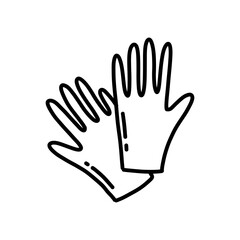 medical gloves doodle icon, vector color line illustration