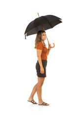 Businesswoman With Umbrella Walking