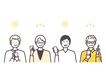 Fototapeta premium スマートフォンを使うシニア男性のアイコンイラスト