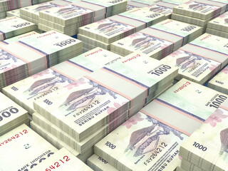 Indonesian money. Indonesian rupiah banknotes. 1000 IDR rupiahs bills.