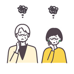 困っているシニア男女のアイコンイラスト