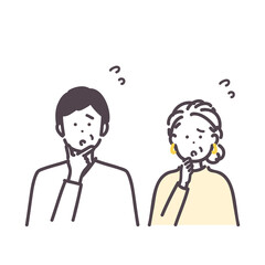 困っているシニア男女のアイコンイラスト