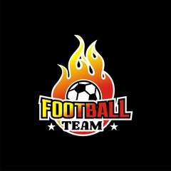 Football team logo design template with fireball concept