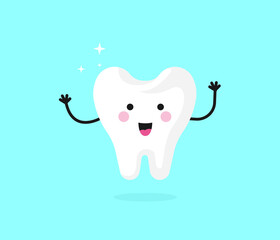 healthy and happy tooth character. Dental Care Vector Icon, Premium Design Element.
