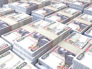 Kenyan money. Kenyan shilling banknotes. 100 KES shillings bills. - obrazy, fototapety, plakaty