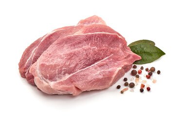 Raw pork ham, isolated on white background. High resolution image.