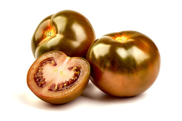 Fresh ripe kumatoes, isolated on white background.