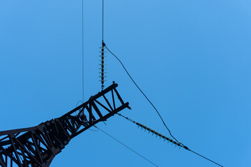 View from the bottom of the power line tower. 