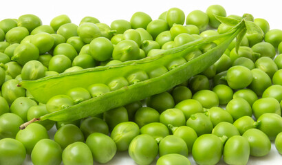 Beans of young sweet peas. Nutritious vegetarian food.