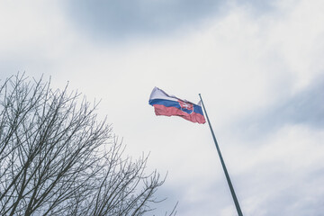flag of Slovakia blowing in the wind