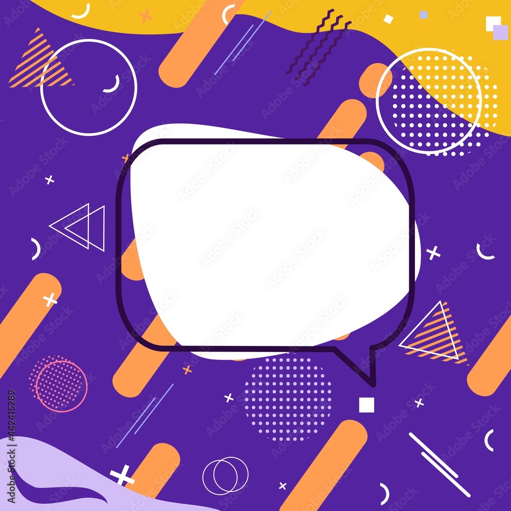 Aufkleber trendy style with colorful memphis on modern violet background. backgrounds and textures. abstractio