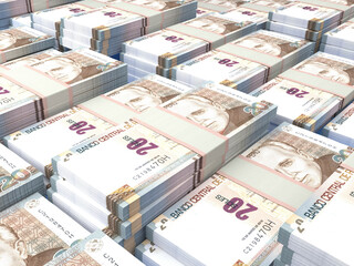 Peruvian money. Peruvian sol banknotes. 20 PEN soles bills.