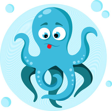 blue octopus cartoon character