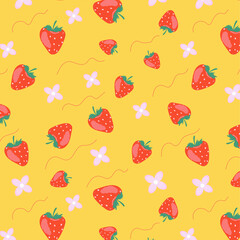 Seamless summer pattern with strawberries
