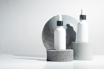 mockup of beauty fashion cosmetic makeup bottle lotion  serum product with skincare healthcare concept on background