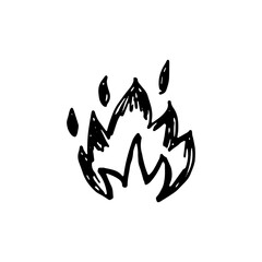 Vector hand drawn flame icon isolated on white