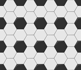 Seamless pattern of classic soccer ball football with black and white hexagons. Vector background