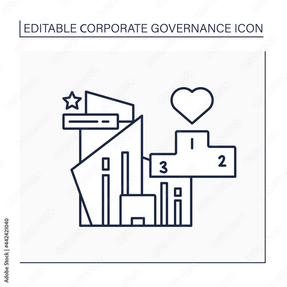 Poster values line icon. core values. guiding principles and fundamentals for working as teams and working 