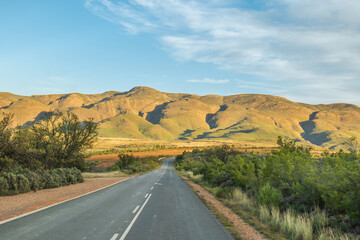 Road through beautiful valley in Oudtshoorn Western Cape South Africa