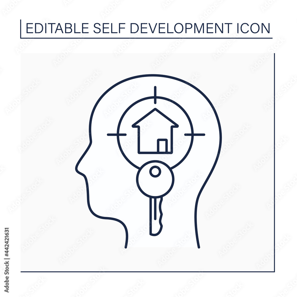 Poster creative visualization line icon. generating visual mental images. systematically thinking about apa