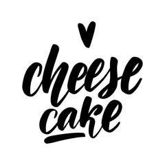 Cheese cake. Handwritten stock lettering typography Vector