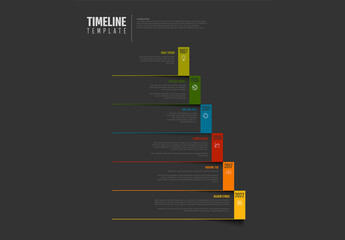Dark Infographic Timeline Template with Paper Block Steps