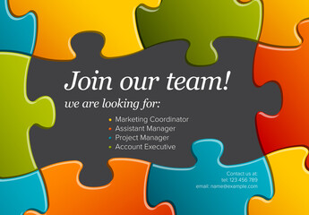 We Are Hiring Minimalistic Puzzle Flyer Layout