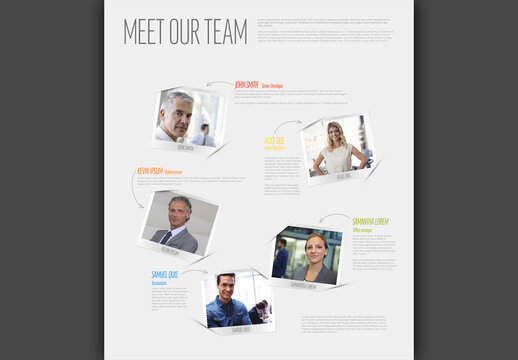 Meet Out Team Color Presentation Layout Page with Photos