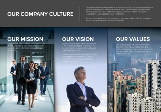 Company Profile Statement – Mission, Vision, Values with Photos
