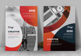 Corporate Book Cover Layout with Orange Gradient Accents
